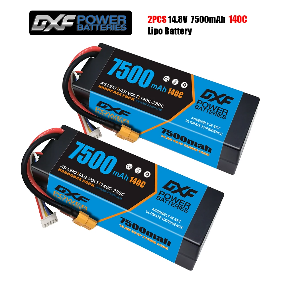 2021 2PCS DXF Battery2S 3S 4S Lipo 7.4V 11.1V 14.8V 7500mah 8000mah 6500mah 6750mah 5200mah 100C 140C 100C Hardcase for RC Cars