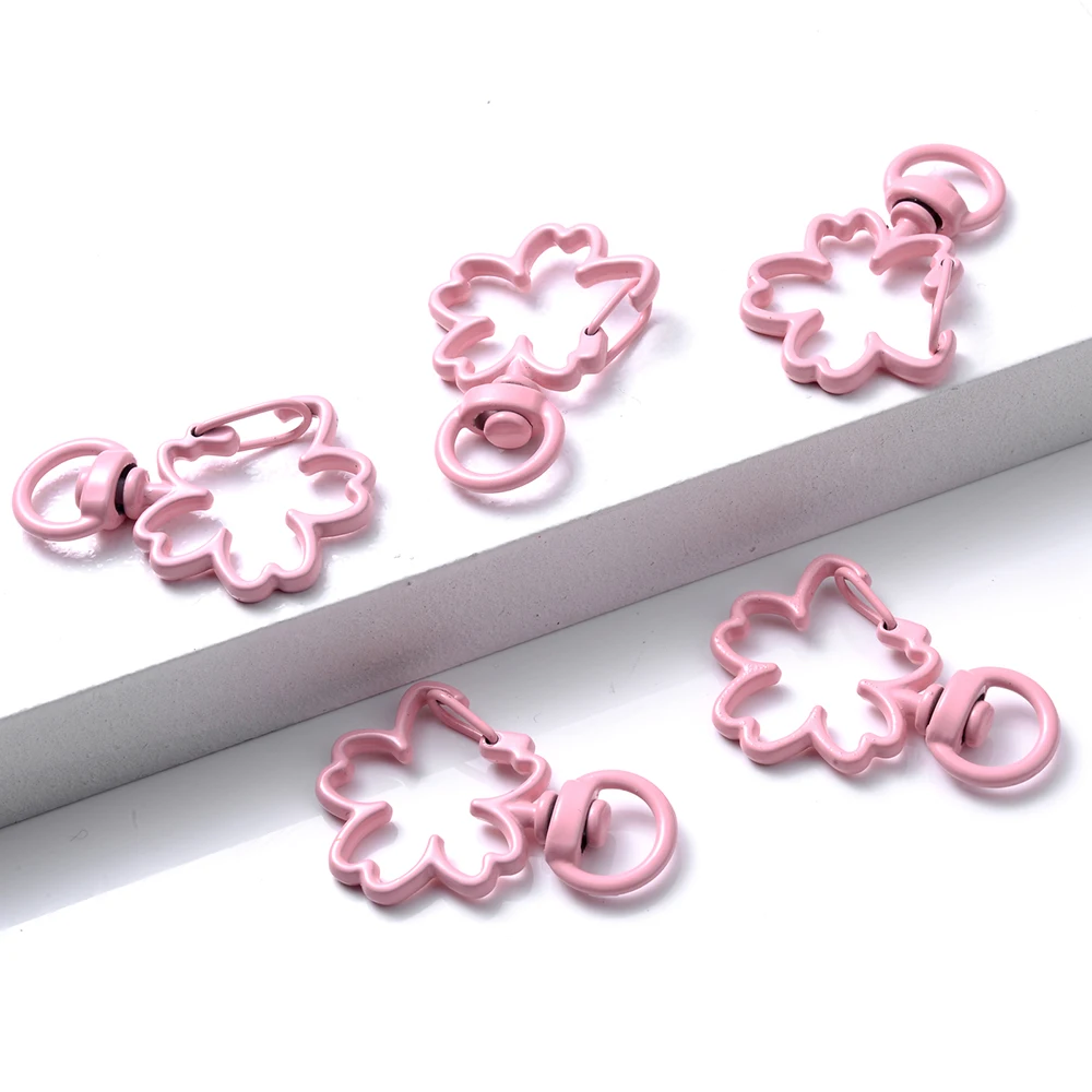 5 teile/los Blume Karabiner Haken Schlüsselanhänger Trigger Clips Schnallen für DIY Schmuck Machen Schlüssel Ketten Ring Zubehör 24*34mm – Detail 12
