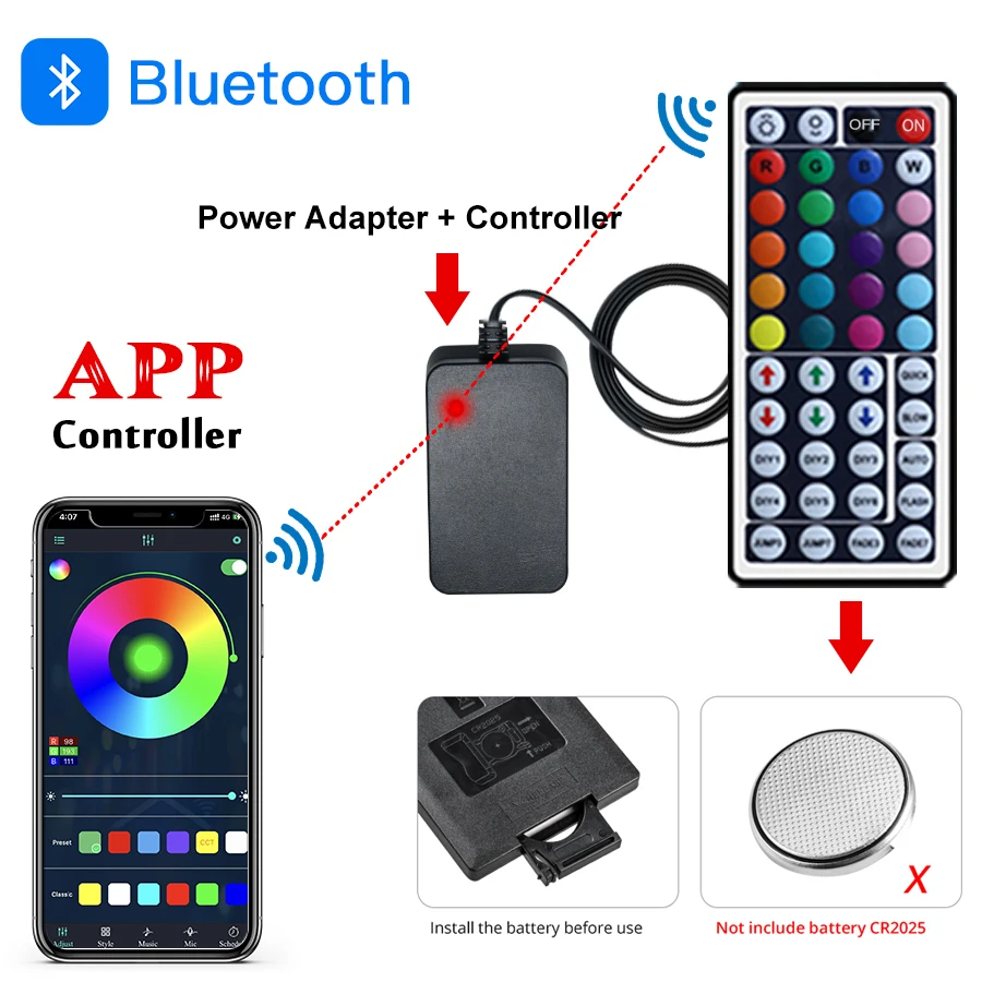 24V Bluetooth 5050 RGB LED Strip for Room 10M 15M 20M 25M 30M 35M 40M 45M 50M APP Control RGB Tape EU Power Adapter Remote