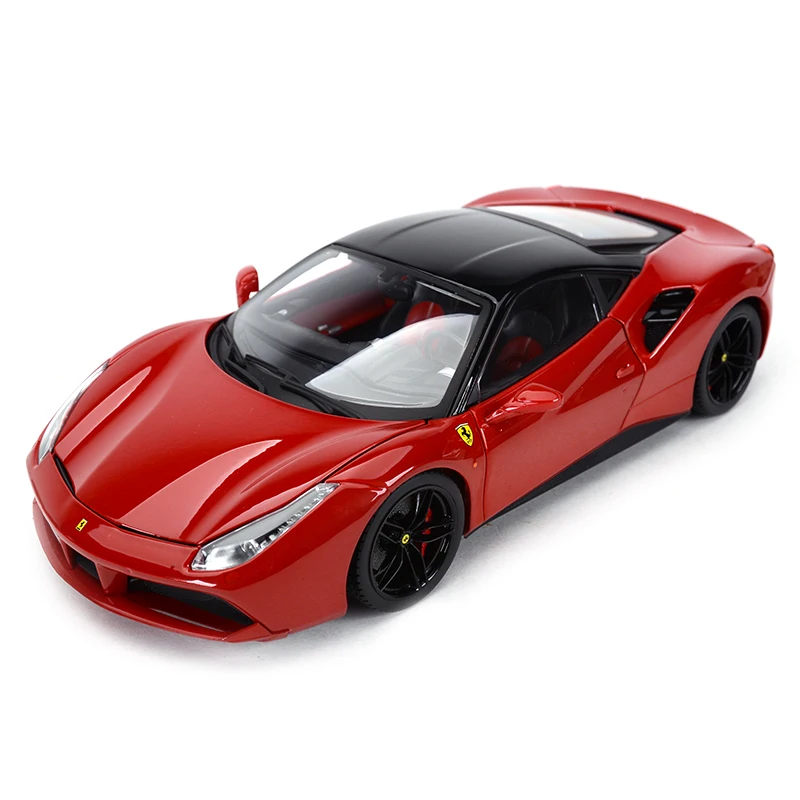 Bburago mobil mainan simulasi statis, mobil mainan mobil Model koleksi kendaraan Die Cast simulasi statis versi halus 1:18 Ferrari 488 GTB