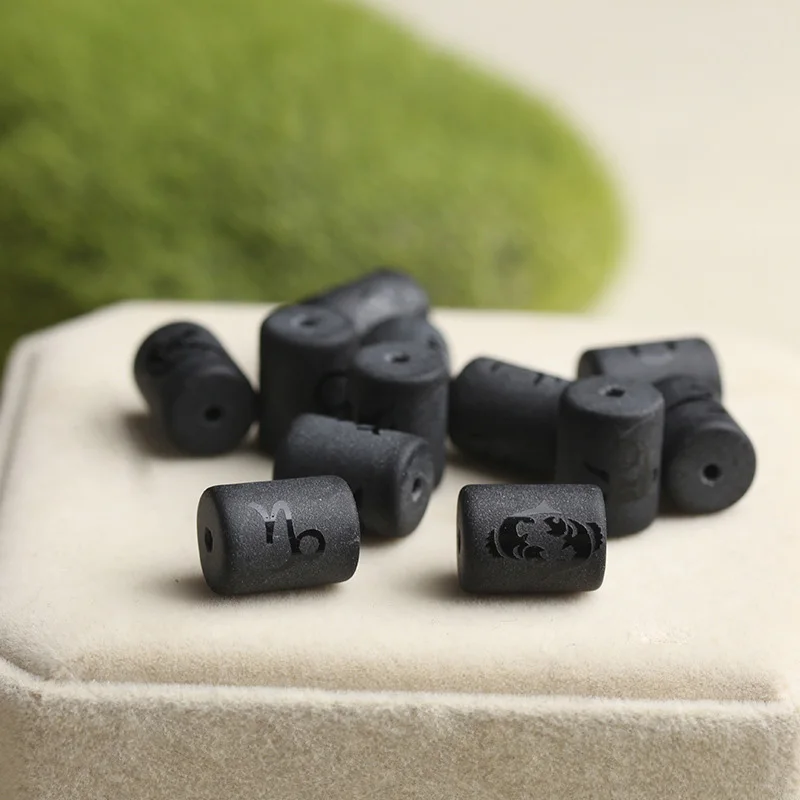 10pcs Cylinder Mix Zodiac Constellation Sign Beads Charms Spacer Loose Stone Beads For Jewelry Making DIY Bracelet Accessories