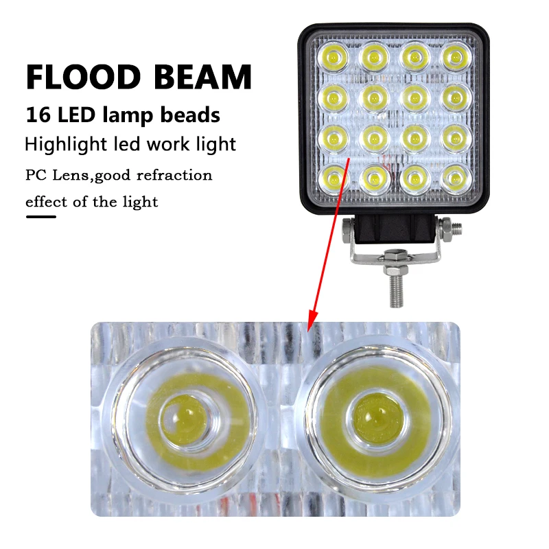 Auxtings 2pcs 10pcs waterproof 48w Flood/Spot led Work Light bar waterproof CE RoHS offroad truck car LED work light 12v 24v