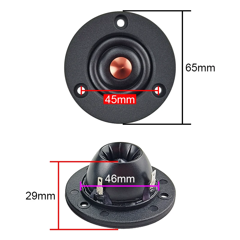 Imagem -03 - Ghxamp-dome Tweeter Speaker Unit Diafragma de Seda Chinês Neodímio Agudos Carro Home Theater Faça Você Mesmo Unidade Brilhante 65 mm 20w Pcs