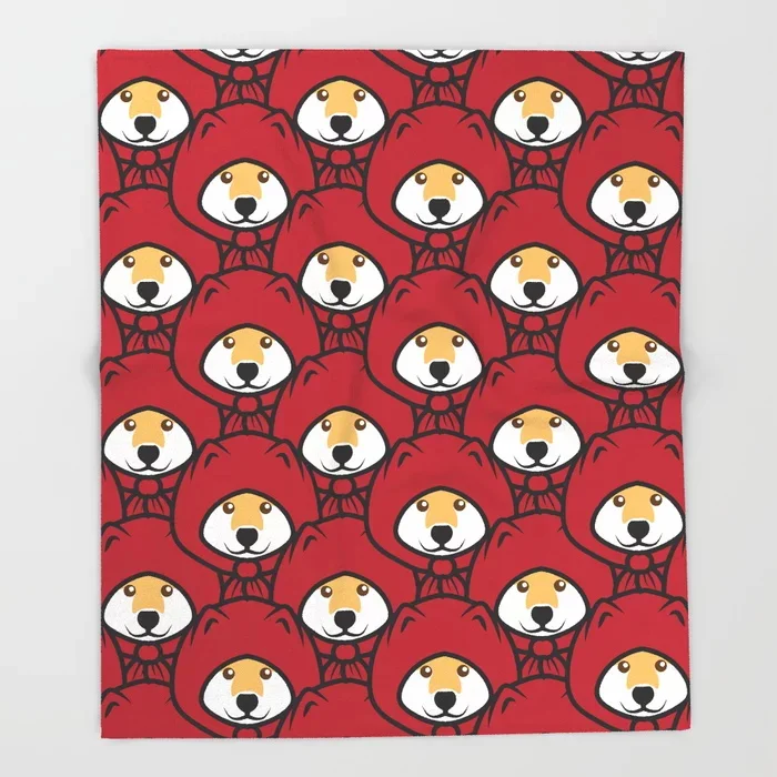 Dog Shiba Inu Cartoon Throw Blanket Cute Kids Design Red Riding Shiba Inu Blankets for Beds Christmas Decorations for Home