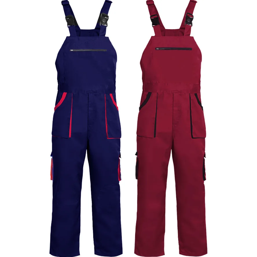 Bib Overalls Men\'s Work Clothes Plus Size Protective Coveralls Strap Jumpsuit Multi Pockets Uniform Work Dungarees Cargo Pants