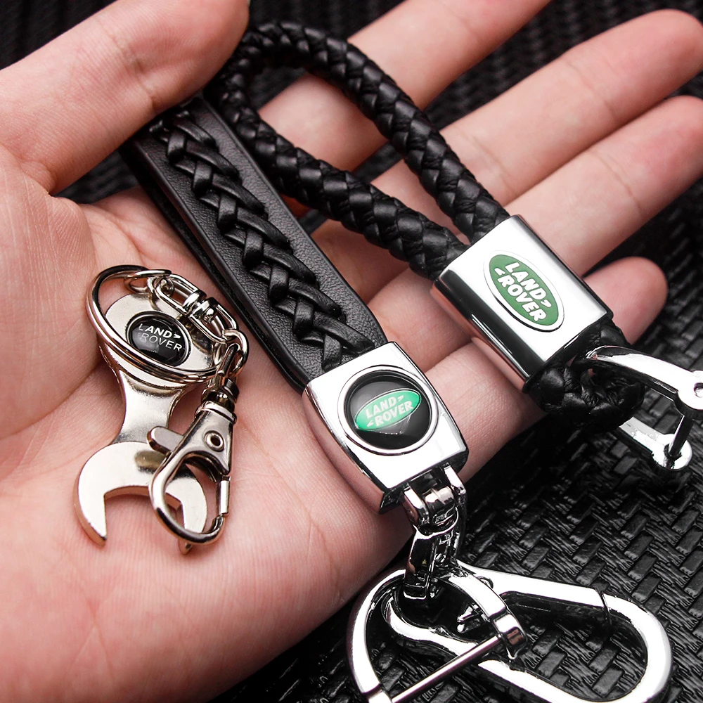 Car Styling Metal Leather Keychain Emblem Keyrings Accessories For Land Rover Defender Freelander Discovery 1 2 3 Evoque Range