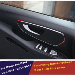 UBLUEE For Mercedes-Benz Vito W447 2014 2015 2016 2017 2018 Car Door Pull Doorknob Handle Bowl Molding Cover Kit Trim