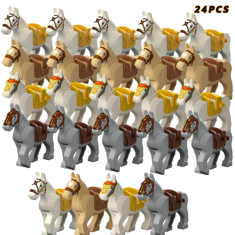 24 pcs/ Medieval Knight Horse Military Horse Set Ride Set Character Brick Gift Children\'s Toys