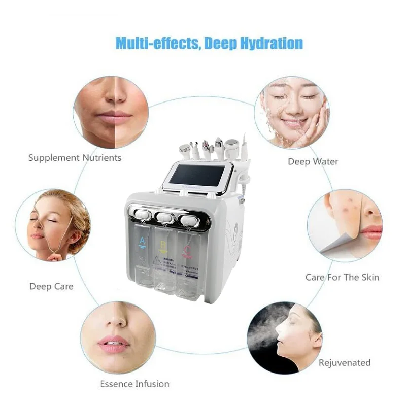 6 in 1 Oxygen Beauty Machine Microdermoabrasion Dead Skin Removal Aqua Peeling Facial Lifting Home Spa Skin Care