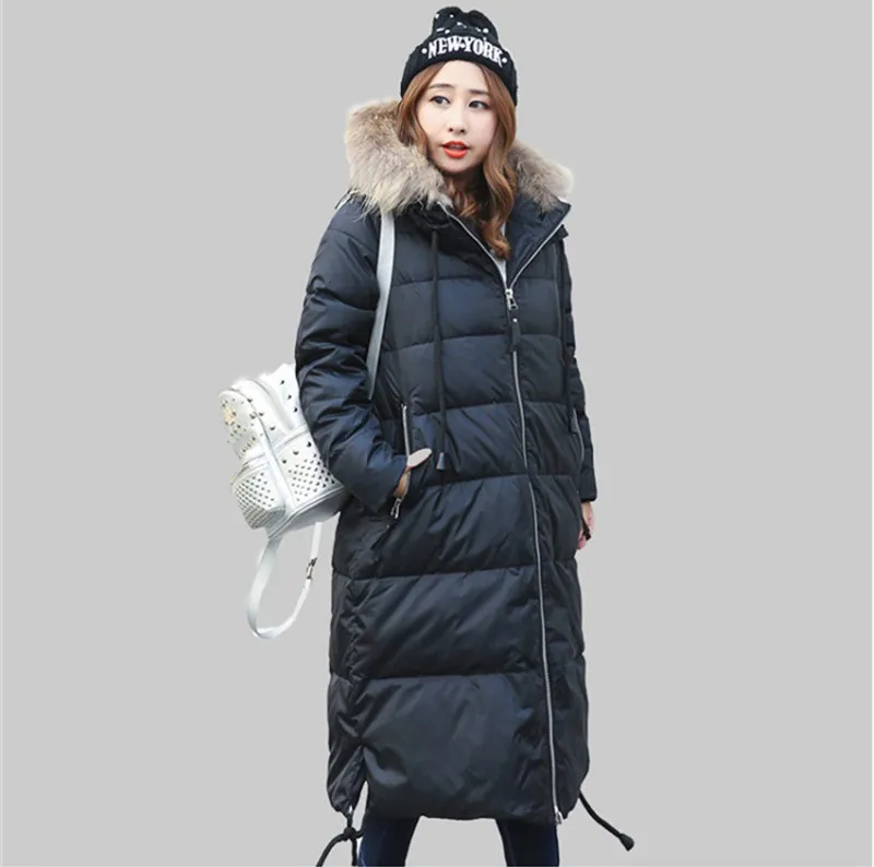 Womens Down Jacket Raccoon Fur Collar 90% Duck Down Coat Female Warm Winter Parkas Plus Size 5XL 6XL 7XL 10XL Casaco 510