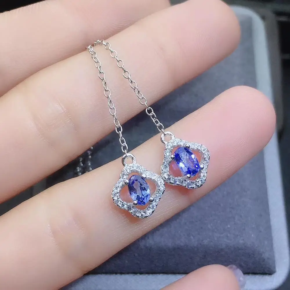 KJJEAXCMY Fine Jewelry Natural Tanzanite 925 Sterling Silver Women Earrings Ear Line Support Test Luxury