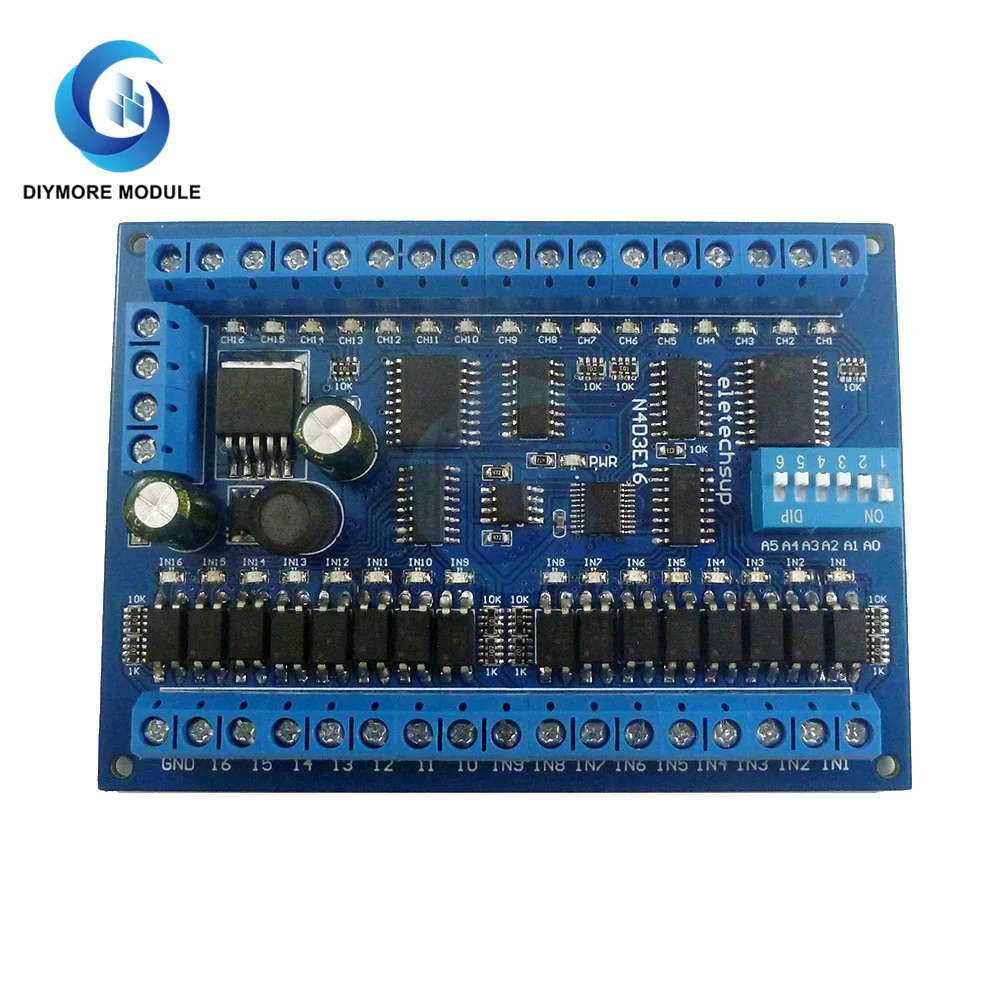 DC 12V 24V 16 Input 16 Output RS485 Remote Control Switch PLC IO expansion Board 03 06 16 Modbus RTU Module