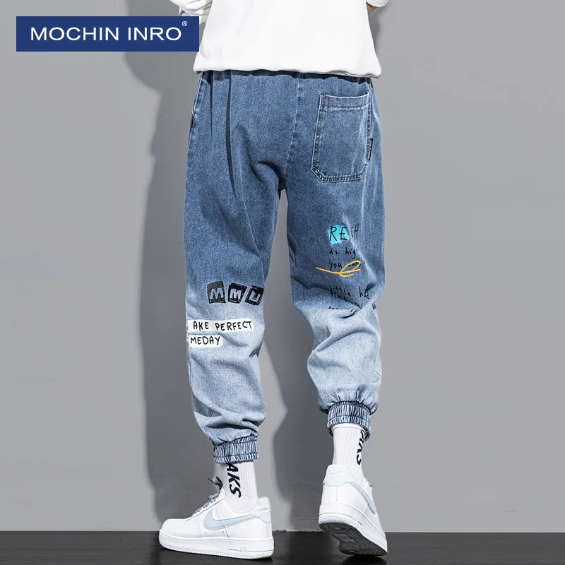 ICCLEK Tie-dye Jeans Men's Loose-fitting Casual Trousers with Printed Hip-hop Wide-leg Pants Patchwork Jeans  Baggy Jeans