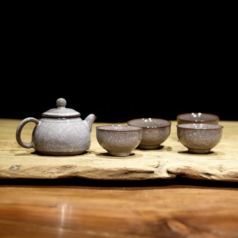 

|Ceramic handmade Teapot Set Home Office Longquan celadon Geyao ice crackle teapot small set kungfu tea set