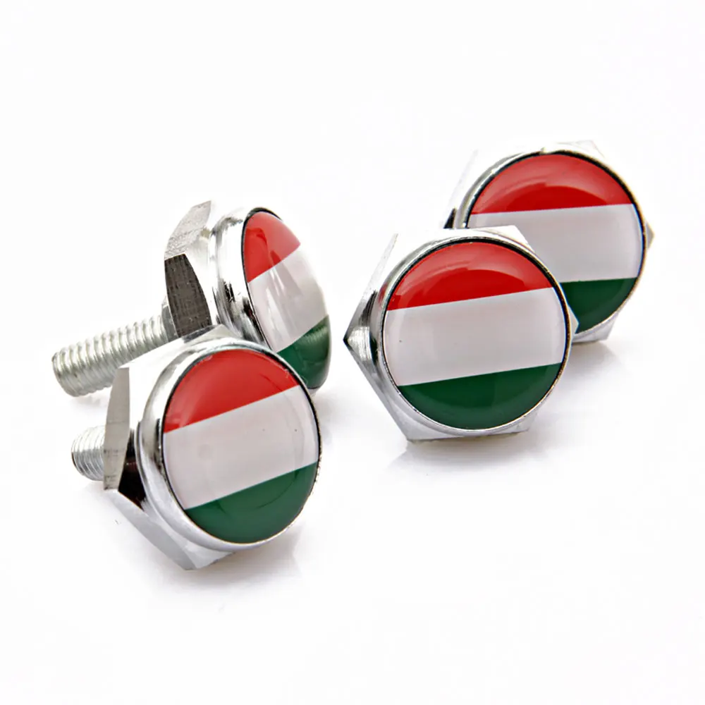 1 Set Laser Engraved Italy Italian Flag Silicon Surface Zinc Alloy Metal Cap  Screw for Car License Plate Frame