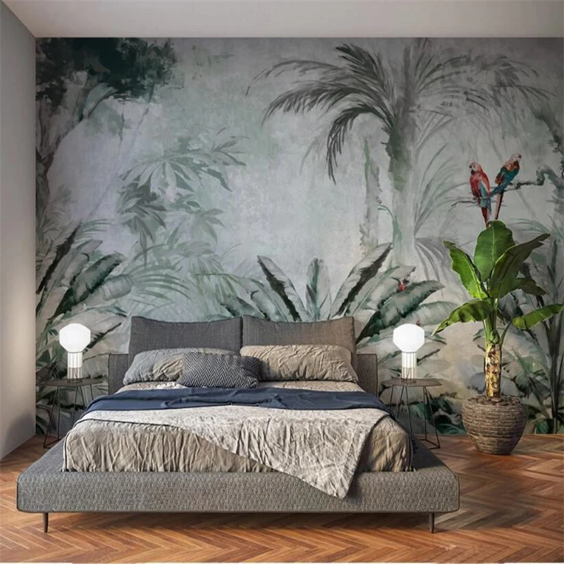 beibehang custom Nordic tropical plant leaves modern wallpapers minimalist TV background 3D wall stickers home decor living room