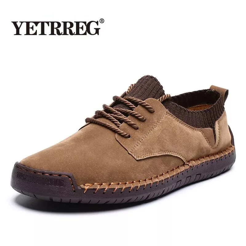 2020 New Spring Men\'s Shoes Lace-up Men Outdoor Casual Shoes Quality Suede Leather Loafers Man Flats Shoes Moccasins Shoes