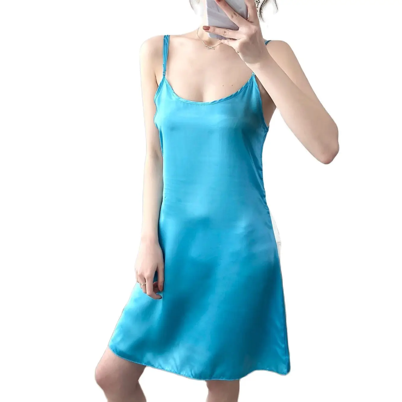 Casual Midi Spaghetti Party Dress Vrouwen Mode Smooth Satin Sexy Slanke Jurken Vrouwelijke Vestidos Streetwear Outfits