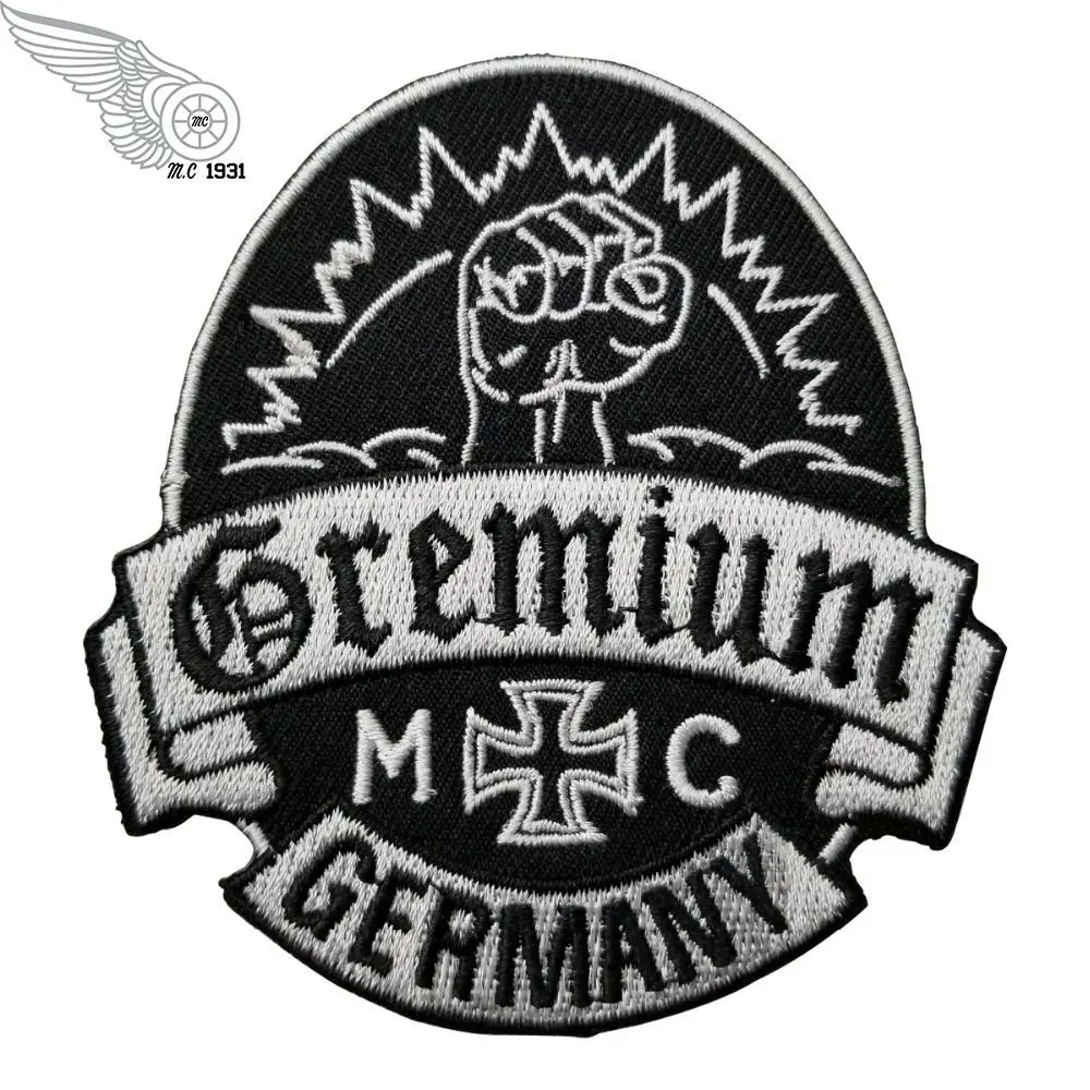 Hot Sale 10pcs A Lot For Gremium Germany Embroidered Iron On Patch Heavy Metal Punk Motorcycle Embroidery Cloth Patches