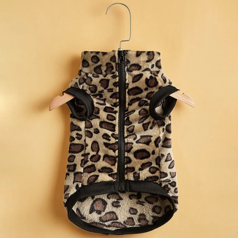 Leopard Printed Dog Clothes Fashion Pet Costume Coat Soft Pullover Dog Shirt Jacket Sweatshirt Cat Sweater Pets Clothing Outfit