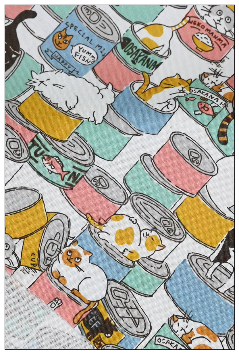 Cartoon Cat Print Cotton Sewing Fabric By The Yard,DIY Quilting Needlework Poplin Material,Sew Dress Children Clothes Fabrics