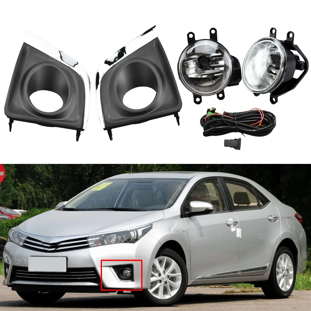 

21220-02160 81210-20160 1 Pair Bumper Driving Fog Lights+wires+Frame covers For Corolla 2014 -2015 Car Light Assembly