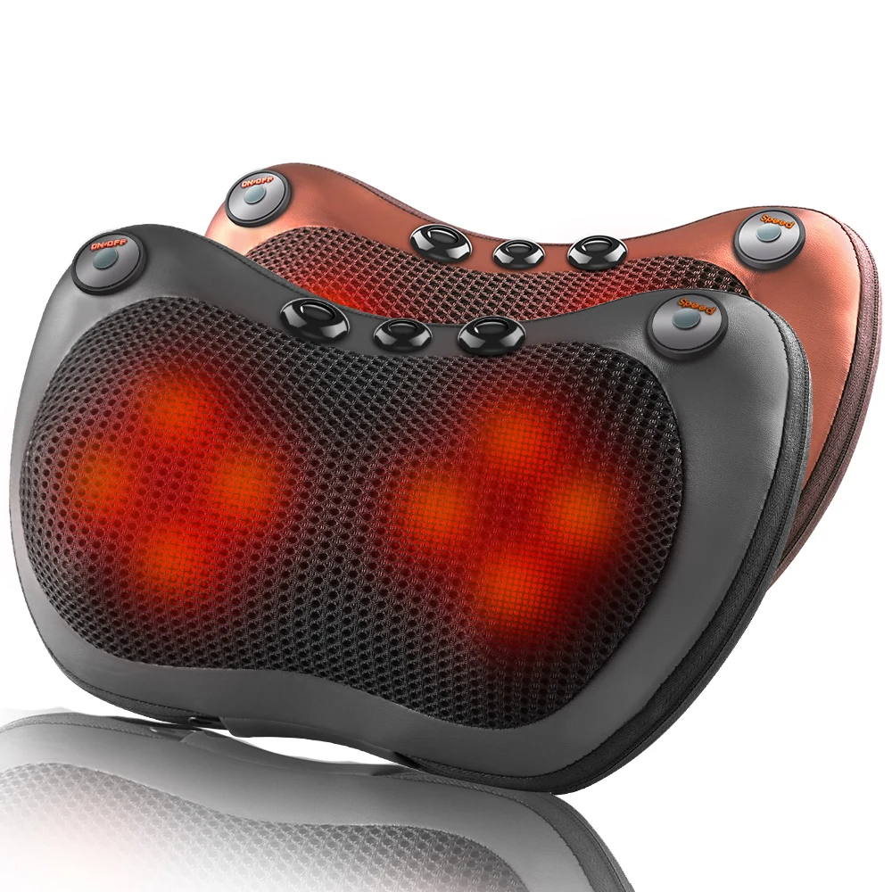 

Electric Neck Massage Pillow for Shoulder Back Heating Kneading,Infrared therapy shiatsu head Massager,8 head