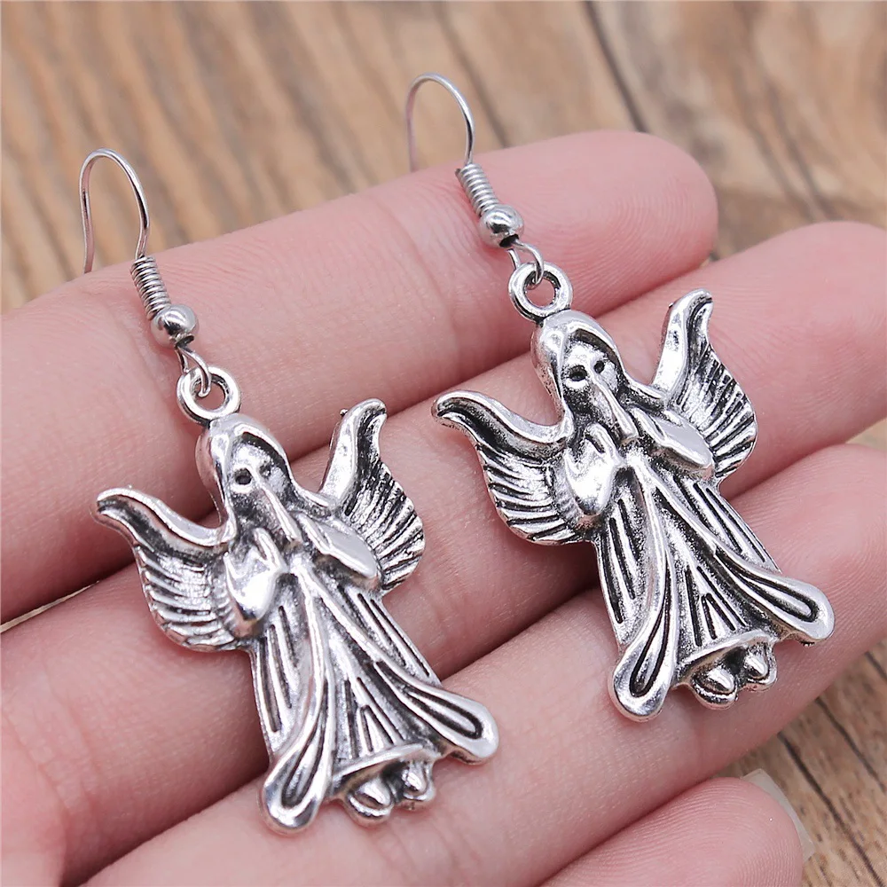 

Vintage Silver Color Angel Dangle Earrings for Women Retro Punk Earrings Party Jewelry Halloween Party Earrings Gifts