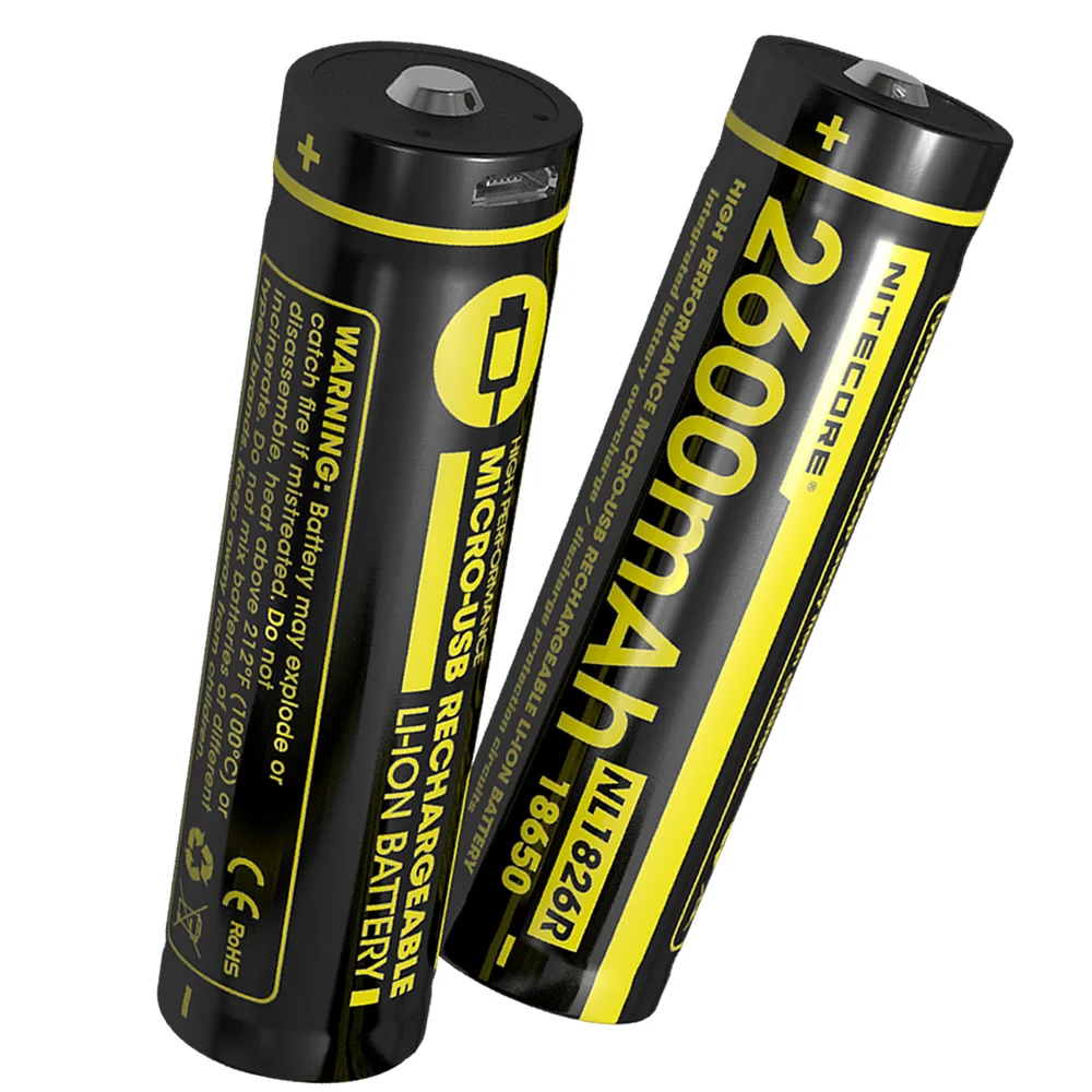 NITECORE 3500mAh High Performance Rechargeable Li-ion Battery Button Top 18650 Protected NL1835R +USB Cable + Flashlight