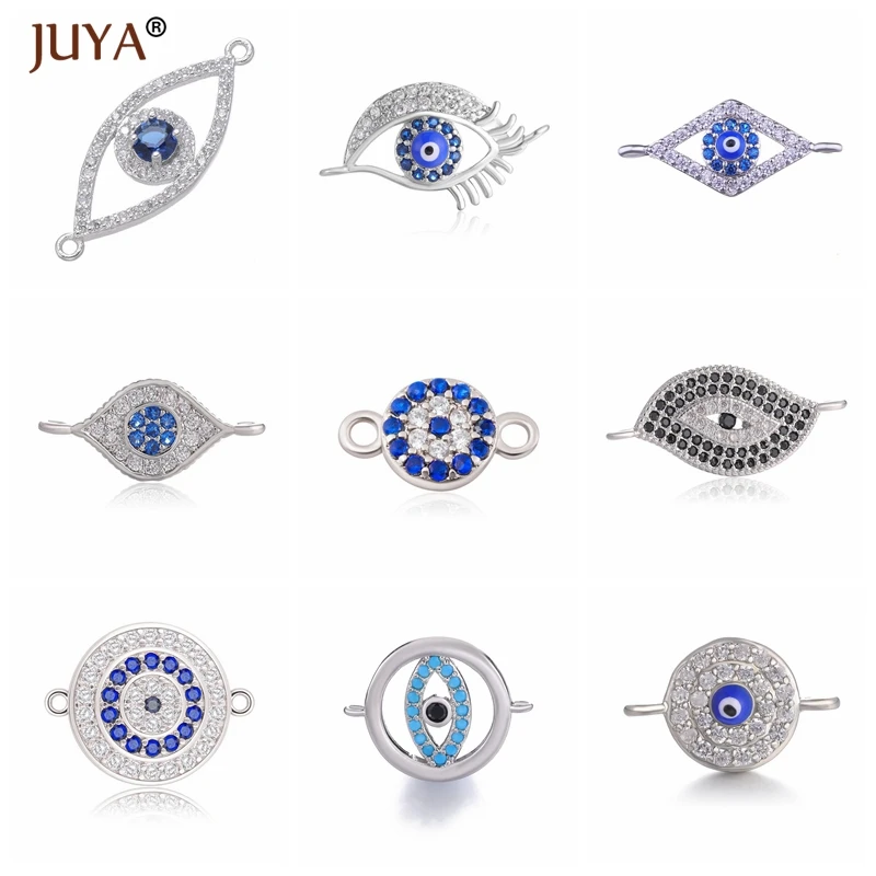 JUYA Jewelry From the Evil Eye Making Supplies Greek Eye/Turkish Eye Charms Bracelet Connectors DIY Accessories  Materials