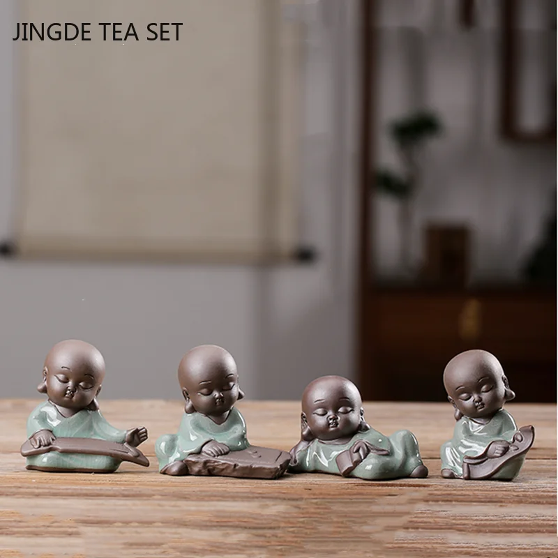 Boutique Tea Table Ornament Character StatueTea Pet Decoration Home Mesa Decor Crafts Handmade Flower Pot Accessories