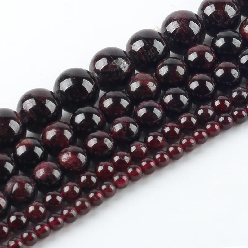 Wholesale Natural Dark Red Garnet Round Loose Stone Jewelry Beads 15.5\