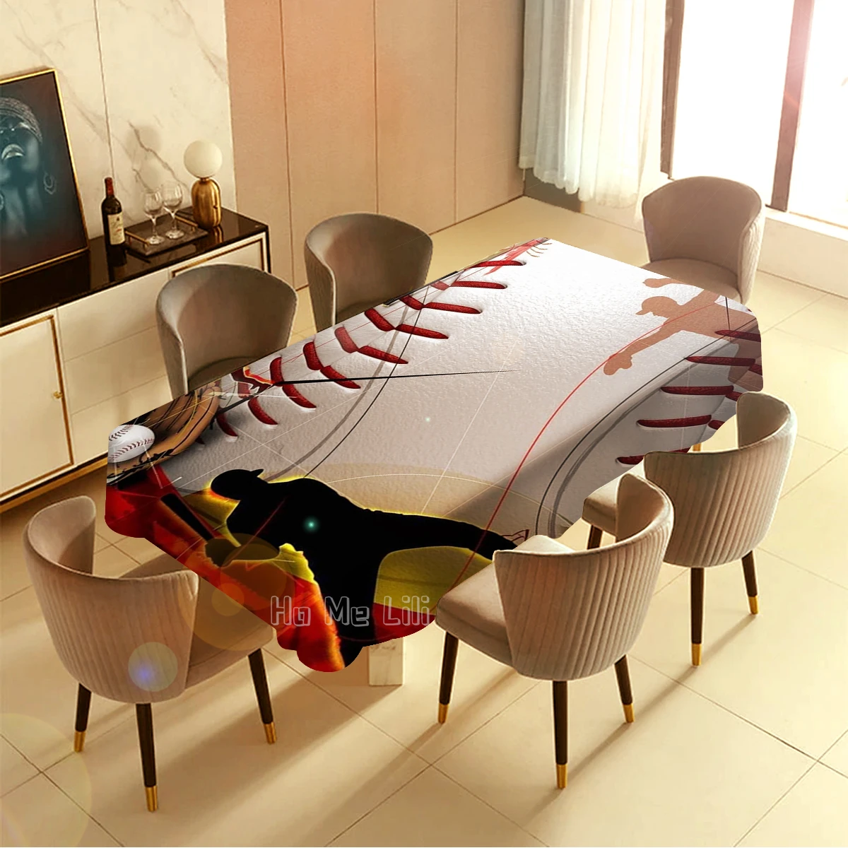 Amazing And Creative Fan Art Baseball Posters Of Hitters And Pitchers With Close-up White Balls Waterproof Tablecloth