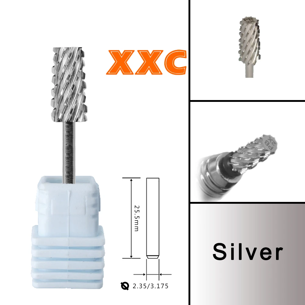 RolinStar 6,6 großer trapezförmiger konischer Schaft, Gold, Silber, Stahl, Hartmetall-Fräser, Nagelbohrer, Maniküre, Pediküre