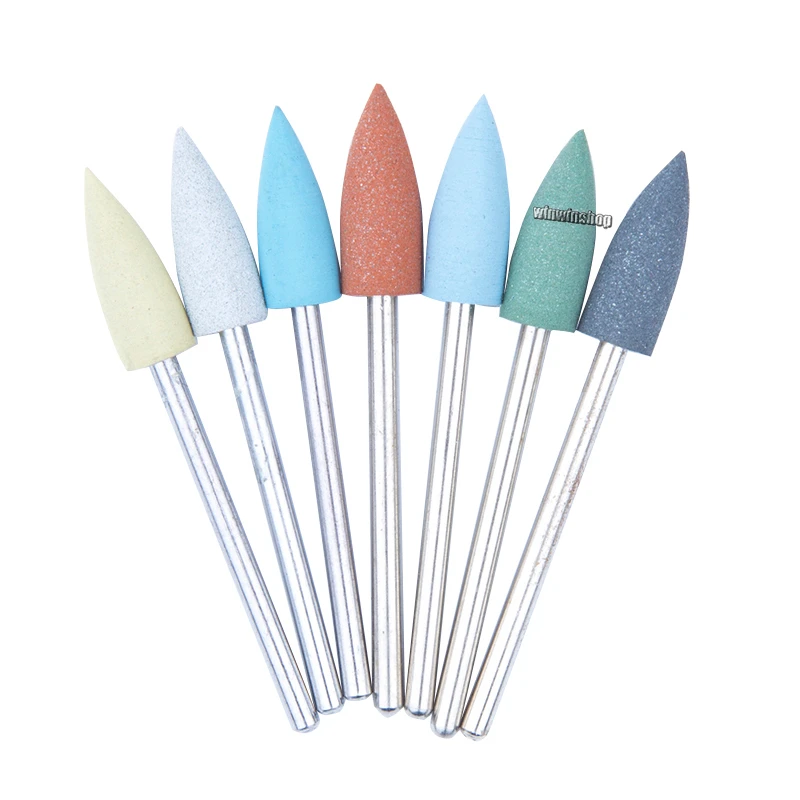 1 pcs New-Pro Sharp-shape PEDICURE Kit Rubber Silicon Polisher Grinding Head with 2.35mm Shank Nail bit 7 colors for chosen.