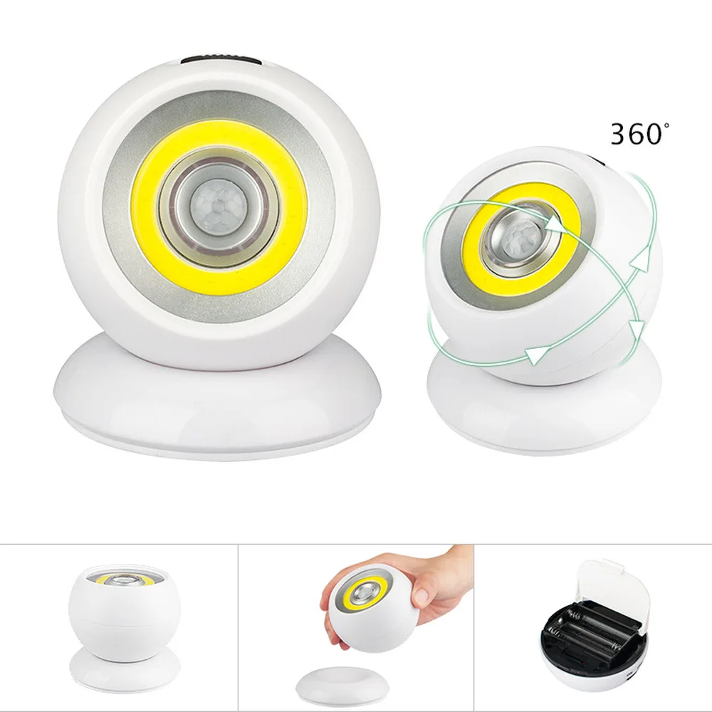 360° Magnetic Table Lamp PIR Motion Sensor Night Light USB Rechargeable/Battery Powered Auto-sensing Wall Lamp for Bedroom Stair