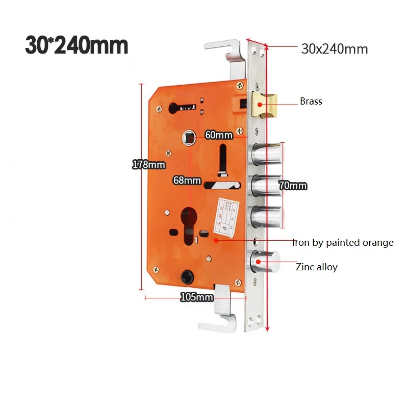 Imagem -03 - Corpo Anti-roubo Mortise Door Lock Meio Universal Engrossar a Parte de Trava de Segurança Acessórios de Hardware Aço Inoxidável