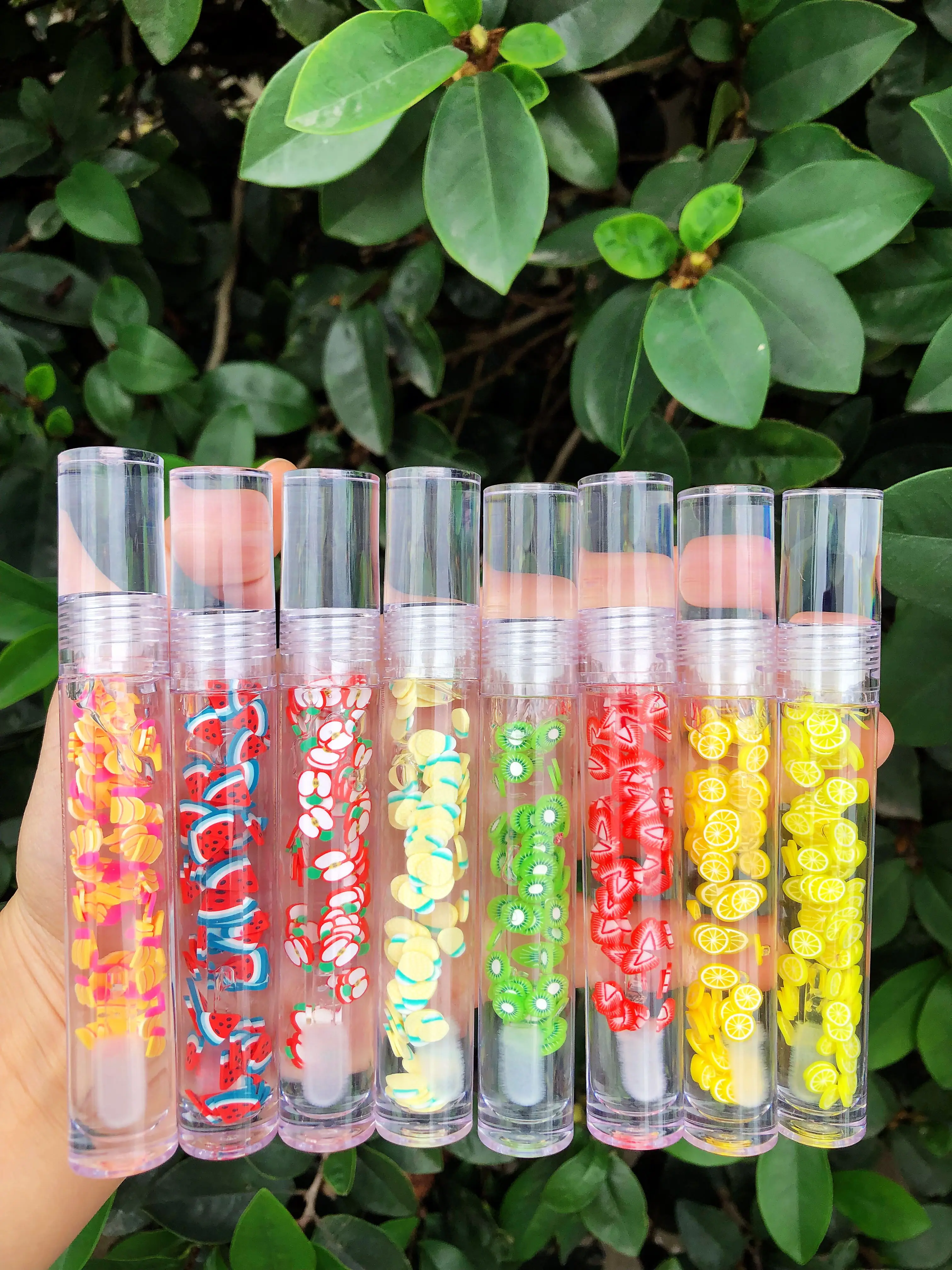 Lipgloss Dầu Nền Tùy Chỉnh Dừa Hiệu Riêng Trong Suốt Tạo Nên Ống Trái Cây Thuần Chay Lấp Lánh Bán Buôn Hoa Tự Nhiên Son Bóng