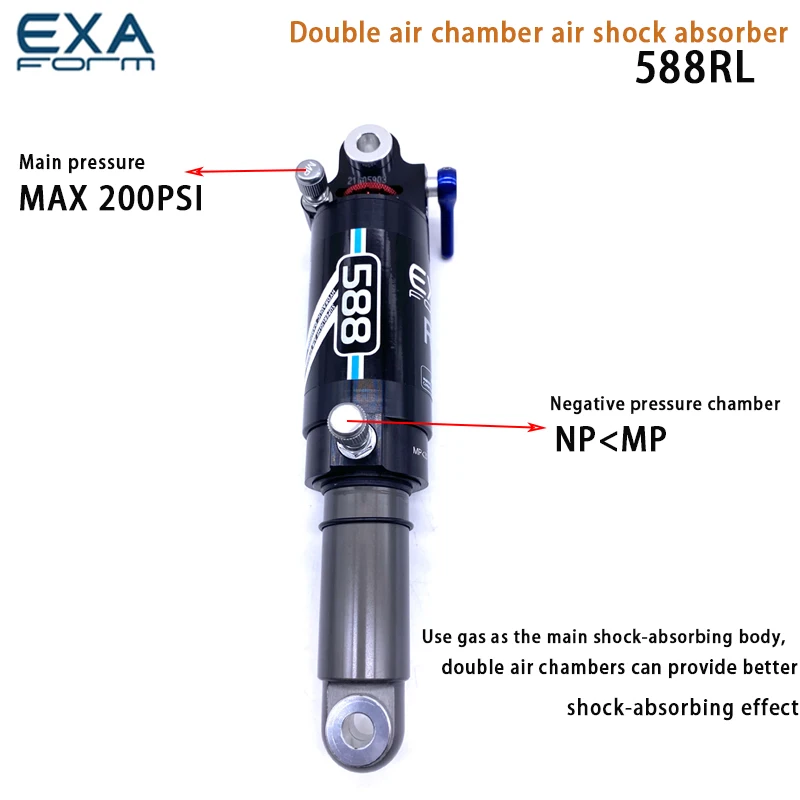 EXA 588RL shock absorber  190MM/185MM bicycle  mountain bike rear bladder 588RL rear shock absorber double air pressure