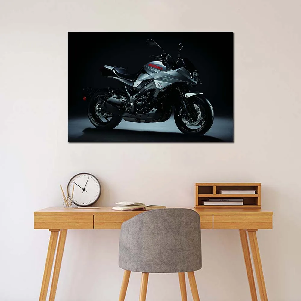 Modern Paintings Suzuki Katana Silver Sport Motorcycle Posters Canvas Prints Wall Art for Home Room Decor