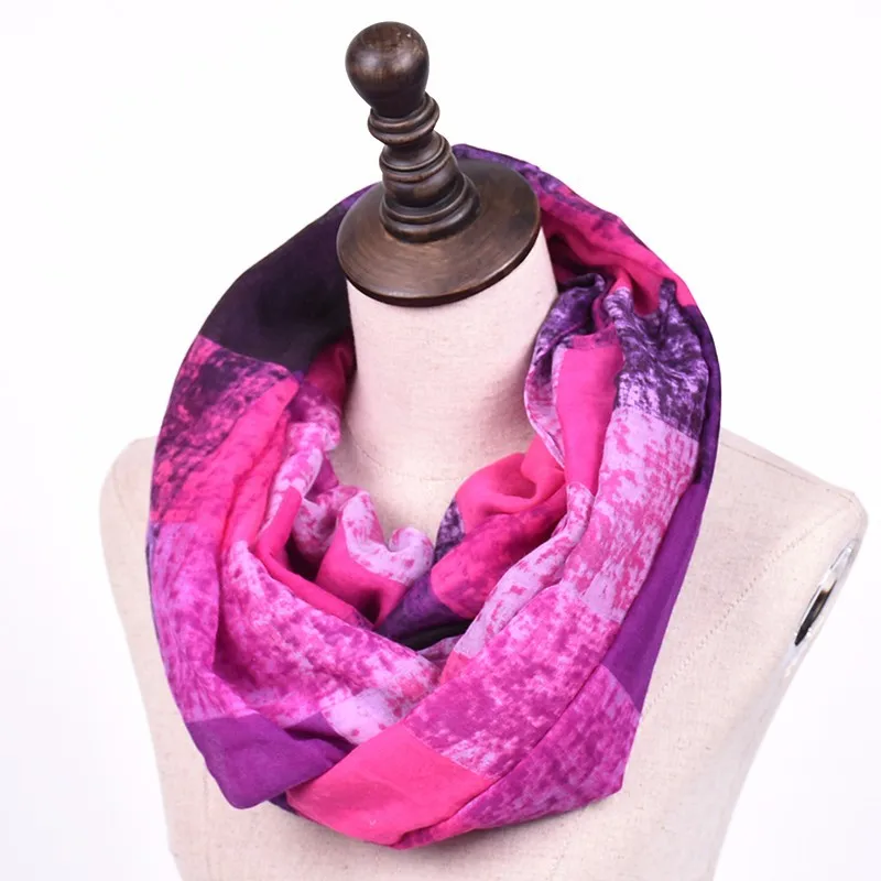 Women Plaid Ring Infinity Scarf Winter Warm Neckerchief Soft Voile Print Circle Scarves Loop Shawl Ladies Echarpe Foulard