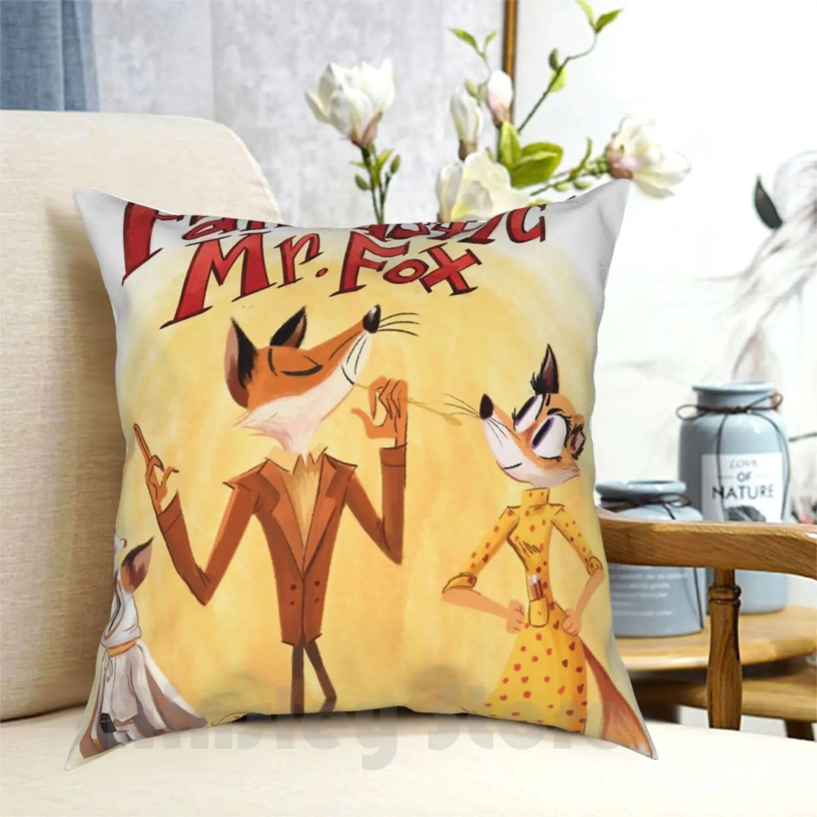 Fantastic Mr. Fox Pillow Case Printed Home Soft DIY Pillow cover Wes Anderson Fantastic Mr Fox Animals Fox Foxes