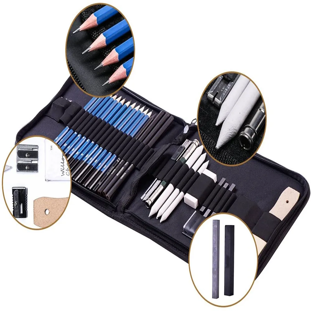 Professionale Schizzo Matite Set per il Disegno, Disegno Matite, Completo di Artista Kit, Matite di Grafite, Bastone Pastello, temperamatite e Gomma