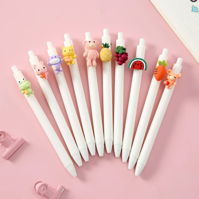 24pcs cartoon press neutral pen student water pen cute boutique pen quick dry pen cute pet homework pen student small prize