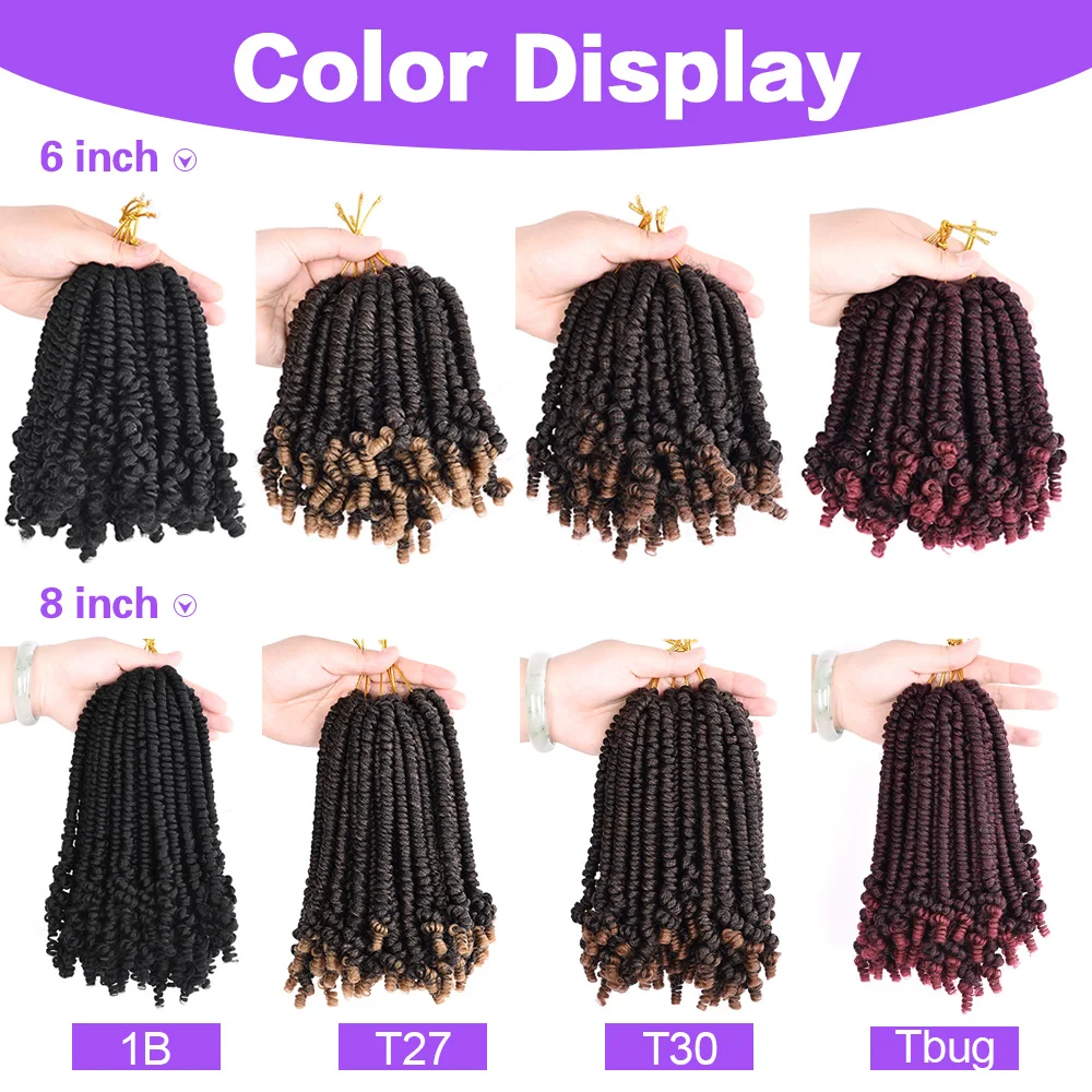 DinDong Short Passion Twist Braids 6-8inch Synthetic Crochet Braid Black Brown Braiding Fluffy Spring Twist Hair Extension