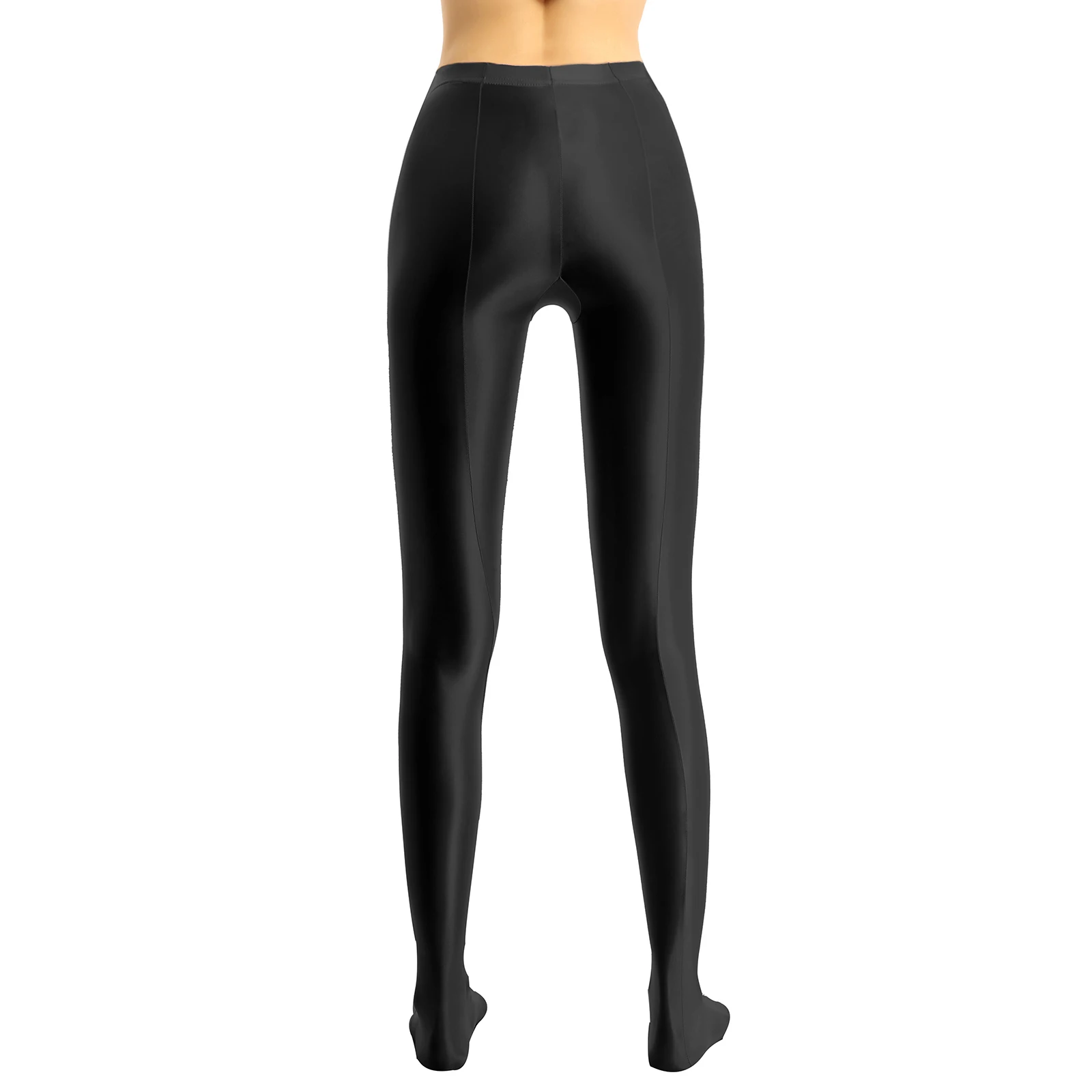 Women Shiny Glossy Pantyhose Pants With Sock Yoga Pant Dance Legging Sexy Tight Slim Elasticity Casual Ladies Base Trousers