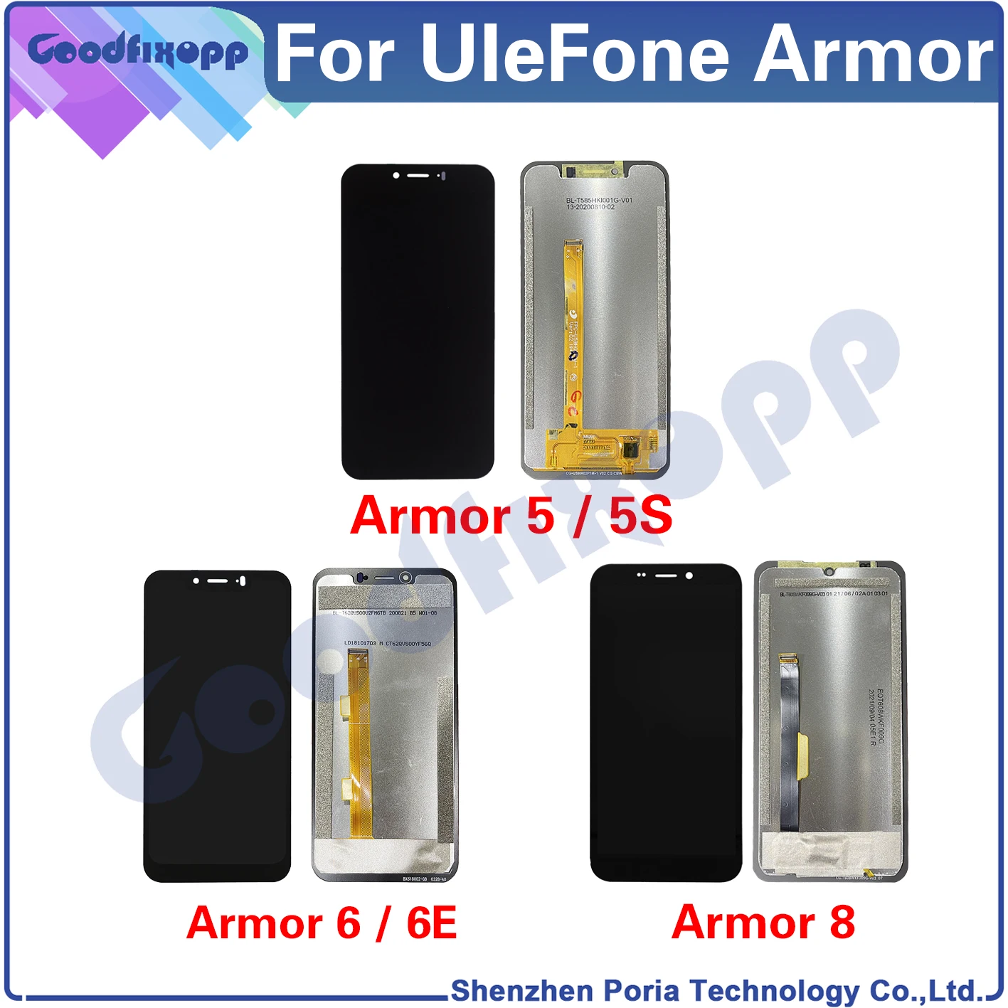 100% Test Screen For UleFone Armor 5 / 5S / 6 / 6E / 8 Phone LCD Display Touch Screen Digitizer Assembly Screen Replacement