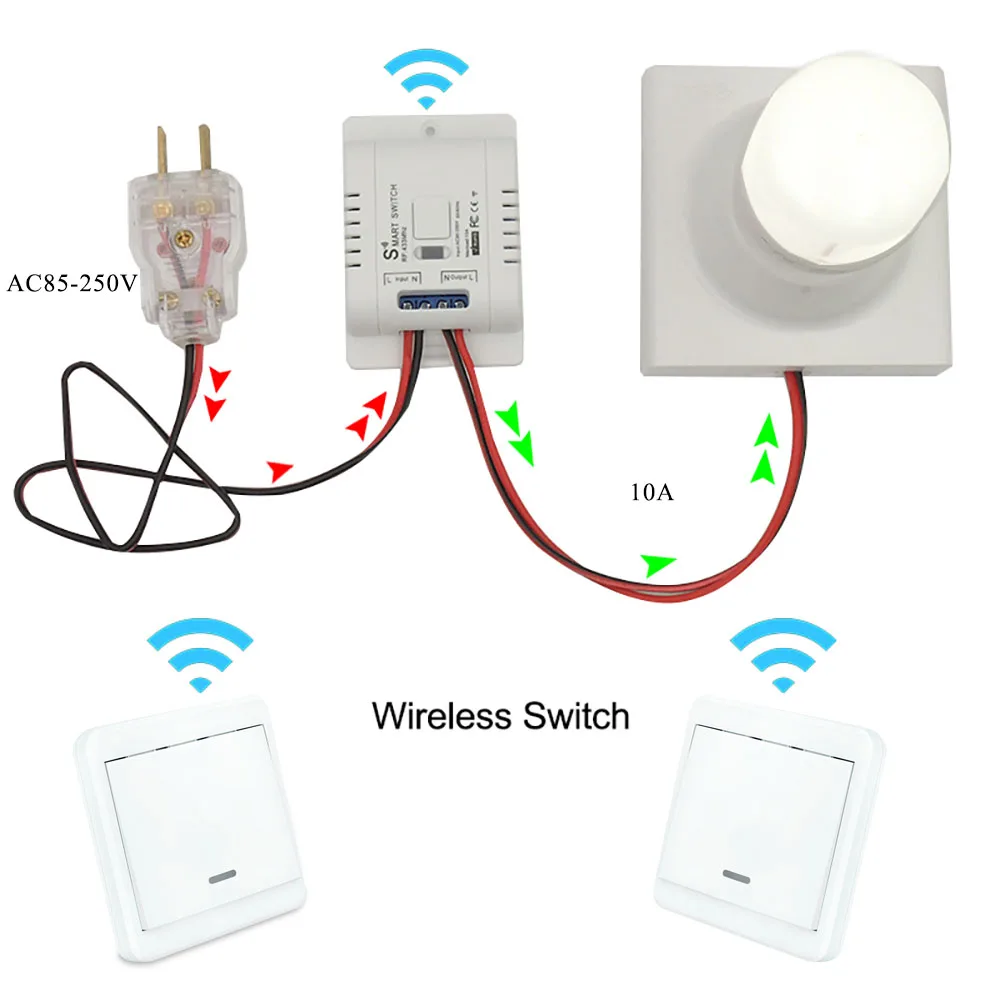 220V Wireless Light Switch Rf 433MHz Wall Switch Universal Remote Control ac 110v Relay Module for Ceiling Fan,Lamp,Smart Home