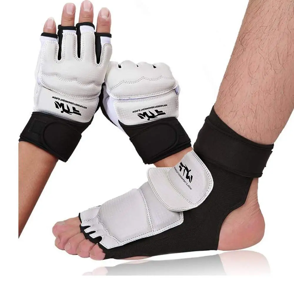 Taekwondo Gloves Karate Sparring Gear Uniform Hand Palm Support Set Long Shin Guard Knee Warmer Men Women Boxing MMA Adult Kids