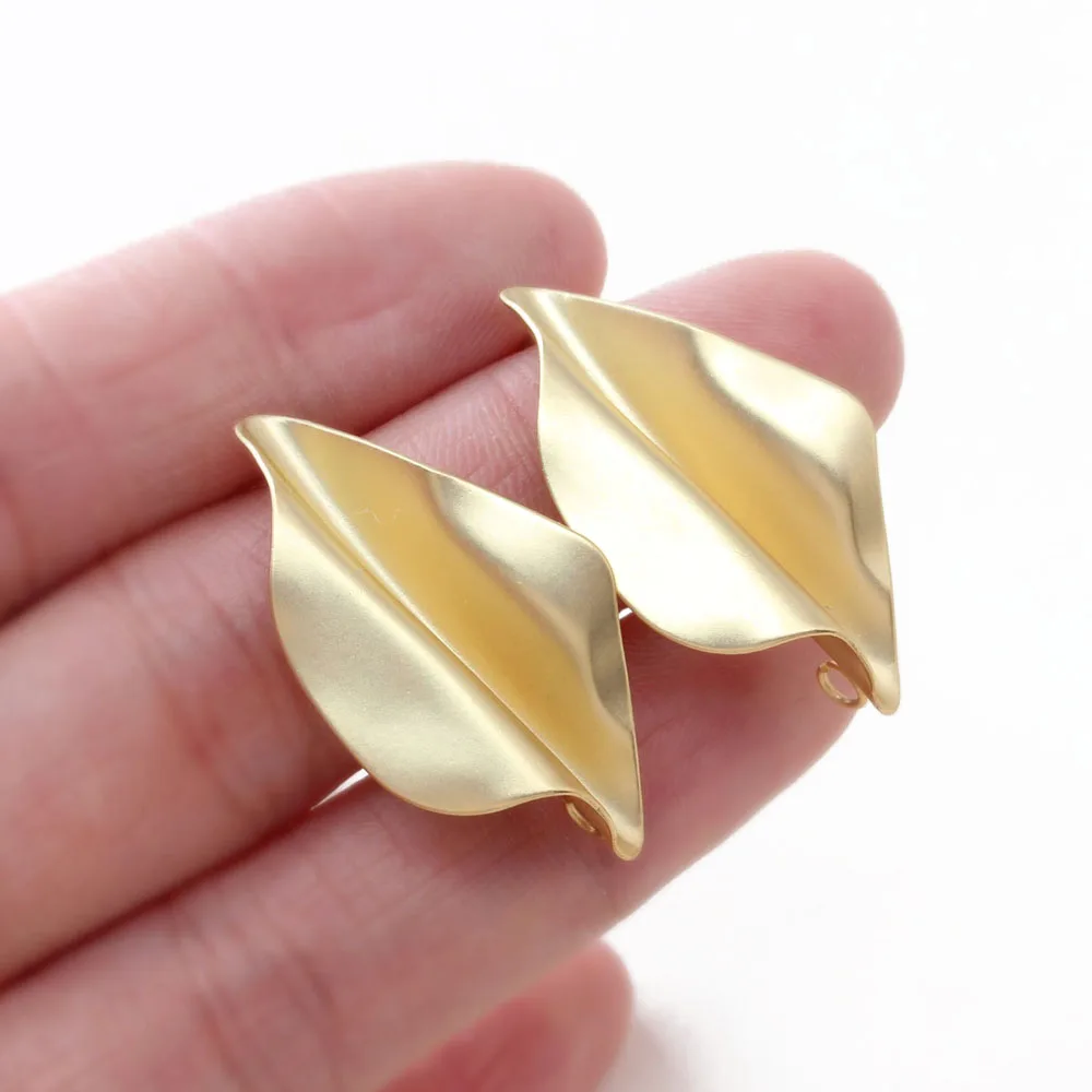 4PCS Diamond-shaped Pleated Ear Diy Earrings Jewelry Hand-made Accessories 18 K Gold